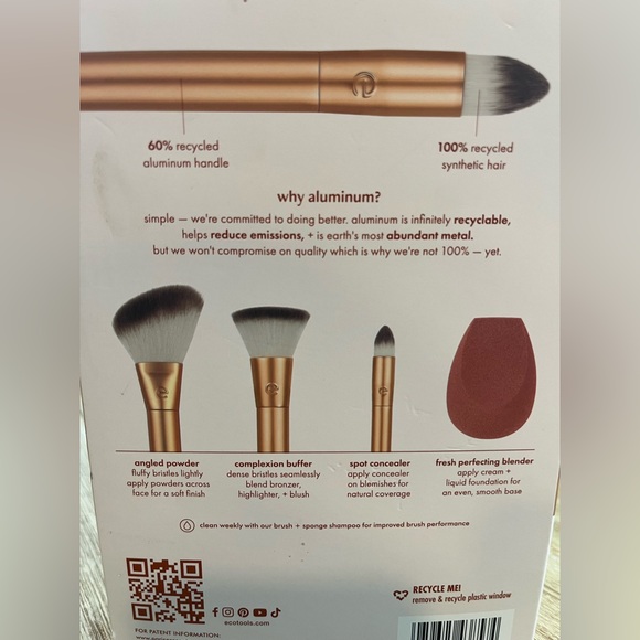 🆕 EcoTools Precious Metals Face Blend & Sculpt Set, Makeup Brush Kit Set Of 4 - Picture 3 of 6
